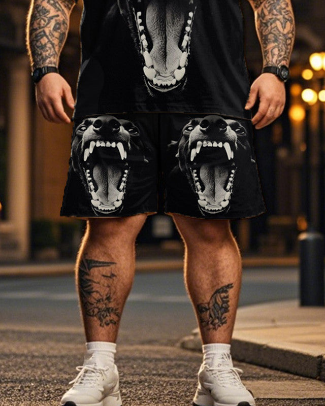 Dog Casual Short-sleeved T-shirt Shorts Plus Size Men's Suit