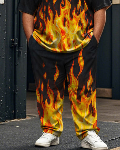 Flame Plus Size Men's Short Sleeve Trousers Suit