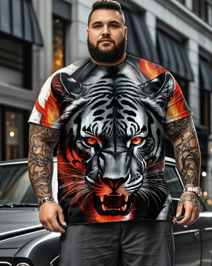 Tiger Color Short-sleeved T-shirt Shorts Plus Size Men's Suit