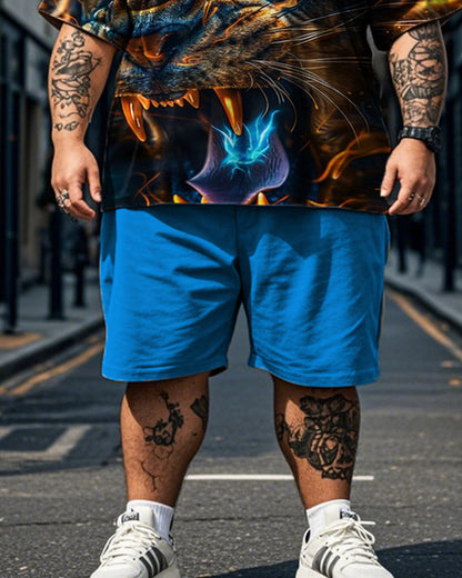 Lions Short Sleeve T-shirt Shorts Plus Size Men's Suit