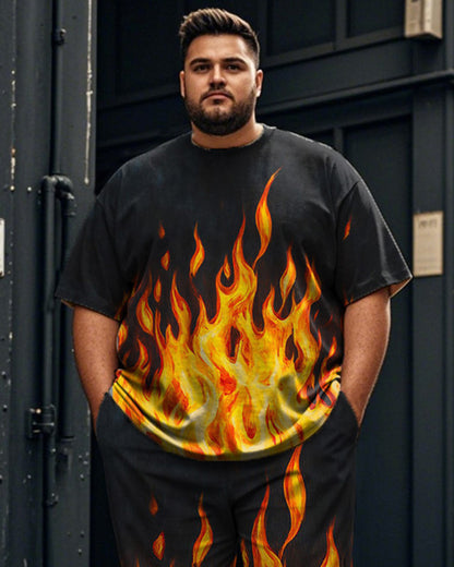 Flame Plus Size Men's Short Sleeve Trousers Suit