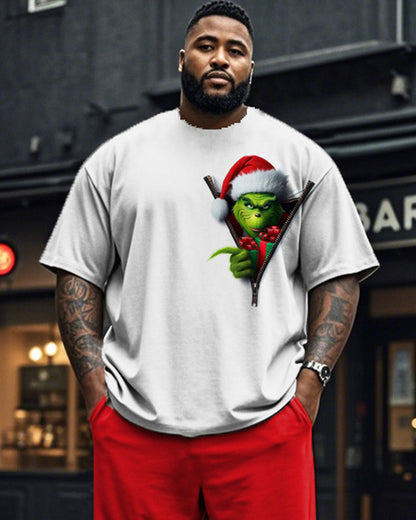 Christmas Monster Gift Large Size Short Sleeve Long Pants Two-Piece Set