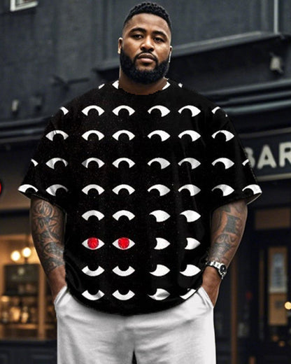 Personalized Eyes Large Size Men's Short Sleeve T-Shirt and Trousers Set