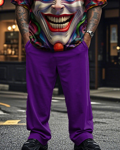 Joker Print Short Sleeve T-Shirt Trousers Large Size Men's Suit