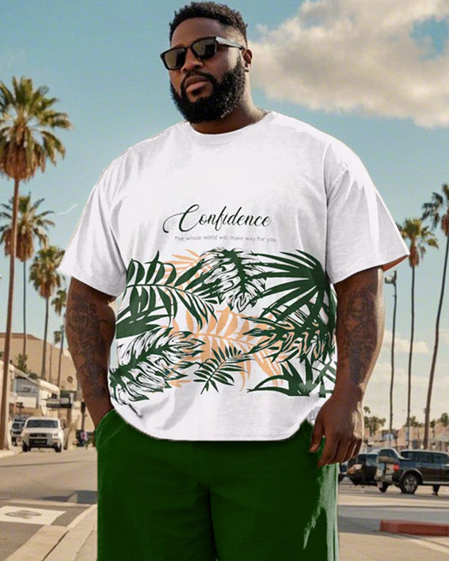 Holiday Style Coconut Tree Short-sleeved T-shirt Shorts Large Size Men's Suit