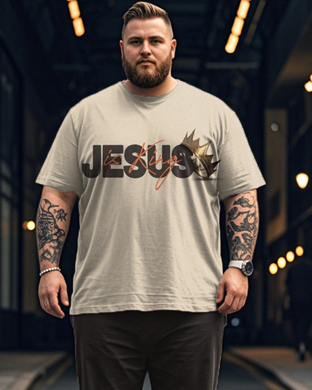 Jesus Print Large Size Short Sleeve Men's Suit