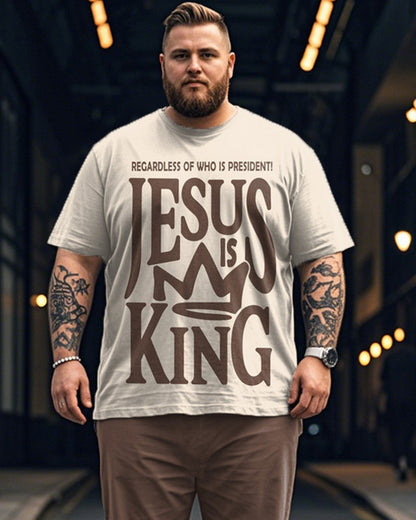 Jesus King Printed Large Size Short Sleeve Men's Suit