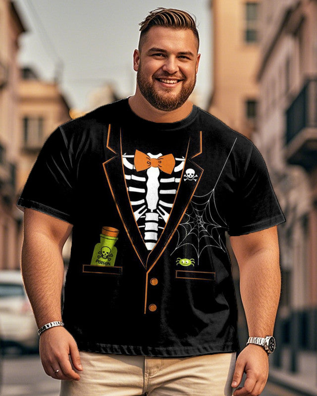 Men's Casual Halloween Cartoon Print Plus Size Short Sleeve T-shirt