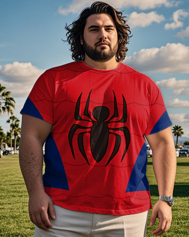 Men's Casual Spider Color Combination Printed Large Size Short-sleeved T-shirt