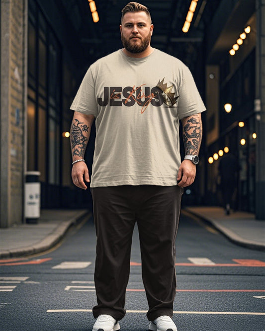 Jesus Print Large Size Short Sleeve Men's Suit