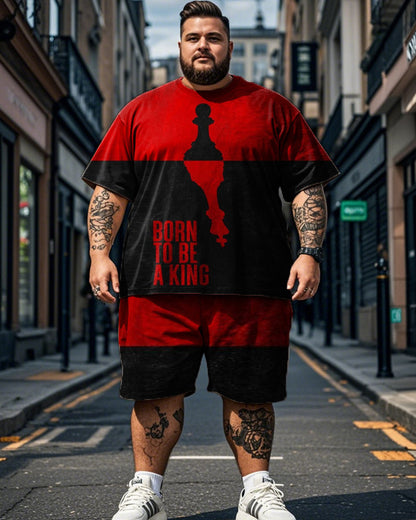 Casual Color Matching Street Short-sleeved T-shirt Shorts Plus Size Men's Suit