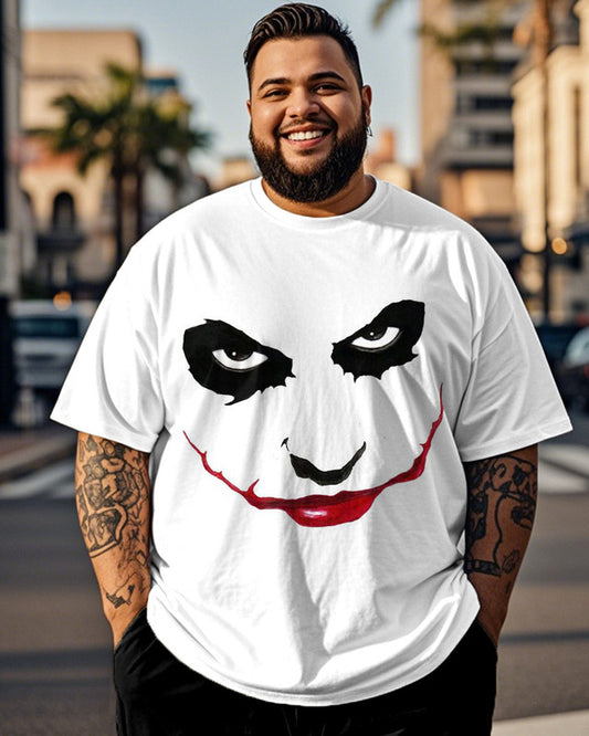 Joker Print Large Size Men's Short-sleeved Crewneck T-shirt