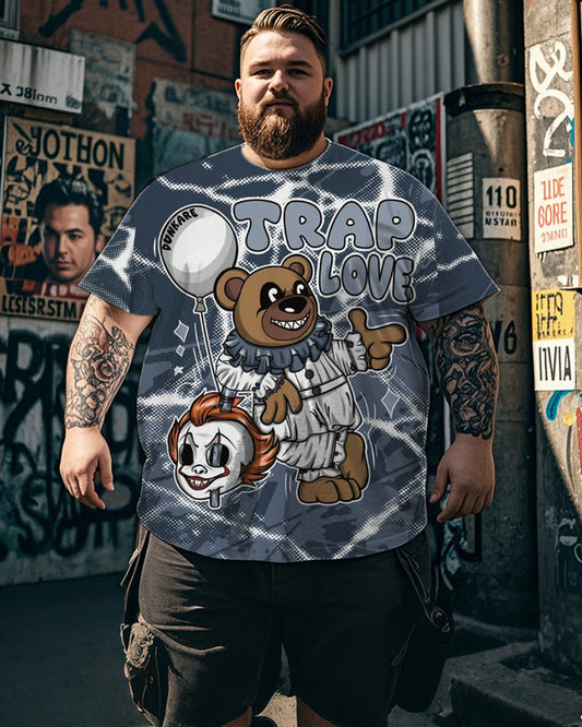 Graffiti Street Style Bear Large Size Men's Short Sleeve T-Shirt