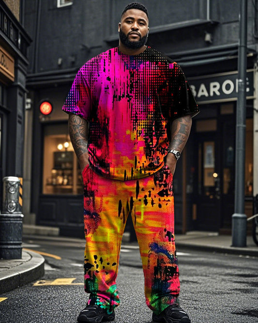 Personalized Short-sleeved T-shirt and Trousers Plus Size Men's Suit