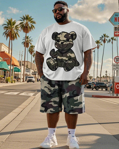 Camouflage Bear Short-sleeved T-shirt Shorts Large Size Men's Suit