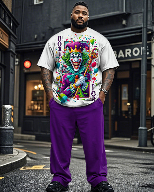 Joker Personalized Print Short Sleeve T-shirt Long Pants Large Size Men's Suit