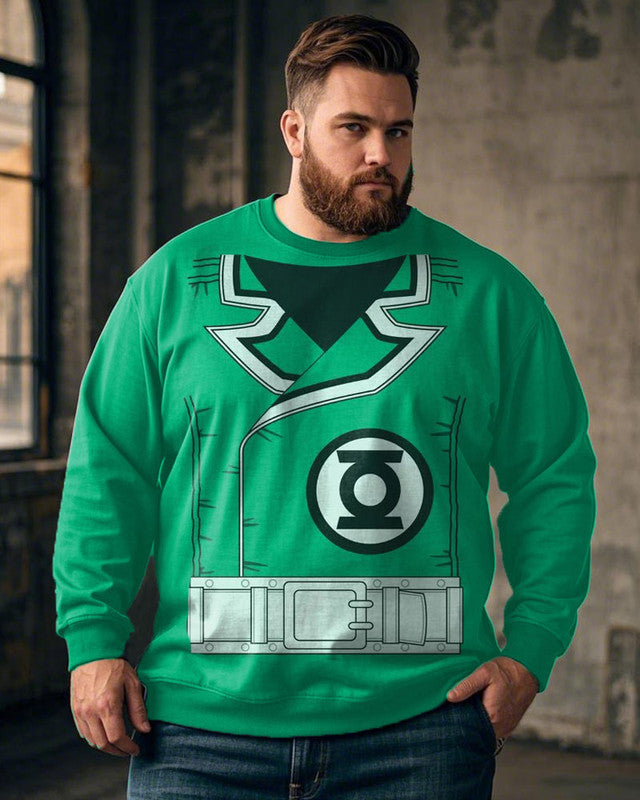 Green Lantern Men's Printed Oversized Crew Neck Sweatshirt