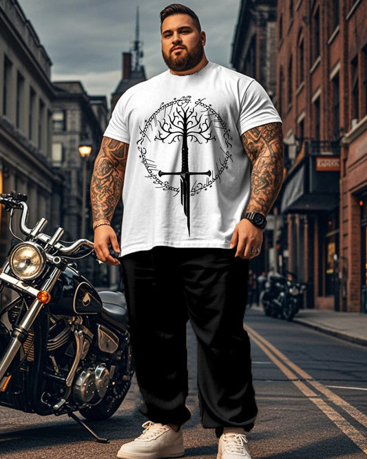 Simple Lord of The Rings Short Sleeve Pants Plus Size Men's Suit