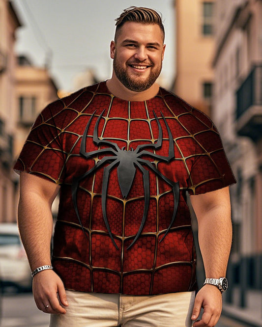 Men's Spider Print Plus Size Short Sleeve T-shirt