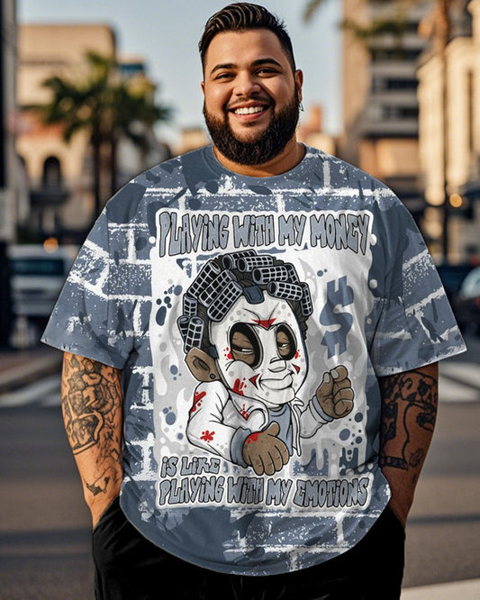 Hip-hop Printed Personality Large Size Men's Short-sleeved T-shirt