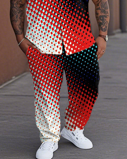 Polka Dot Oversized Short-sleeved Shirt and Trousers Men's Suit