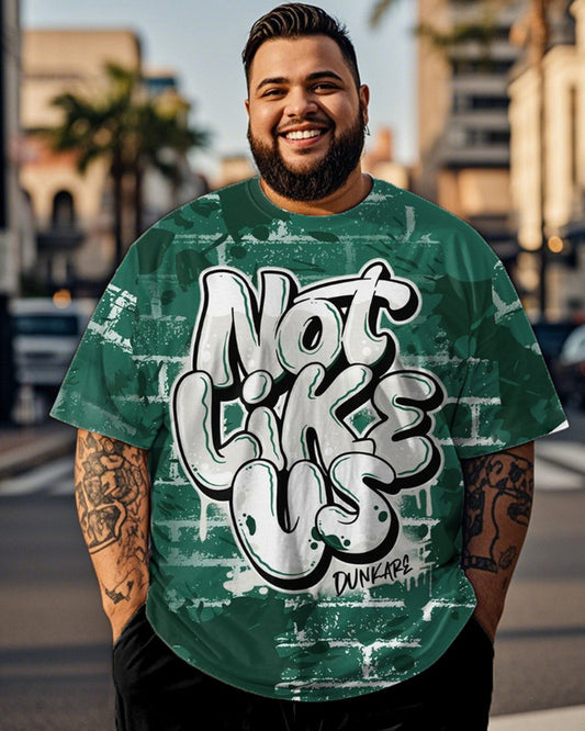 Hip-hop Printed Letters Large Size Men's Short-sleeved T-shirt