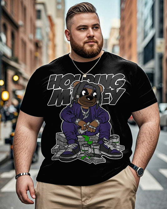 Hip-hop Personalized Letter Large Size Men's Short-sleeved T-shirt