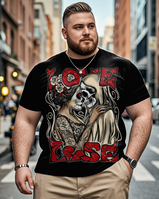 Love Skull Large Size Men's Short Sleeve T-shirt