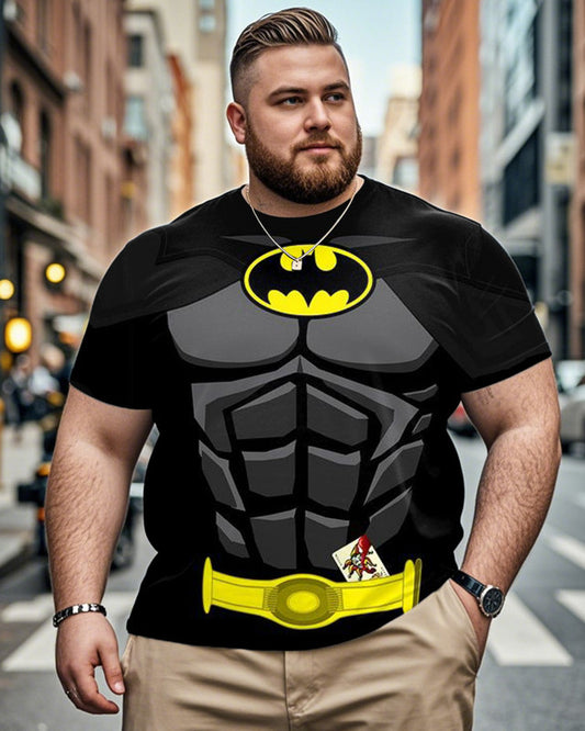 Bat Color Combination Printed Large Size Men's Short-sleeved Round Neck T-shirt