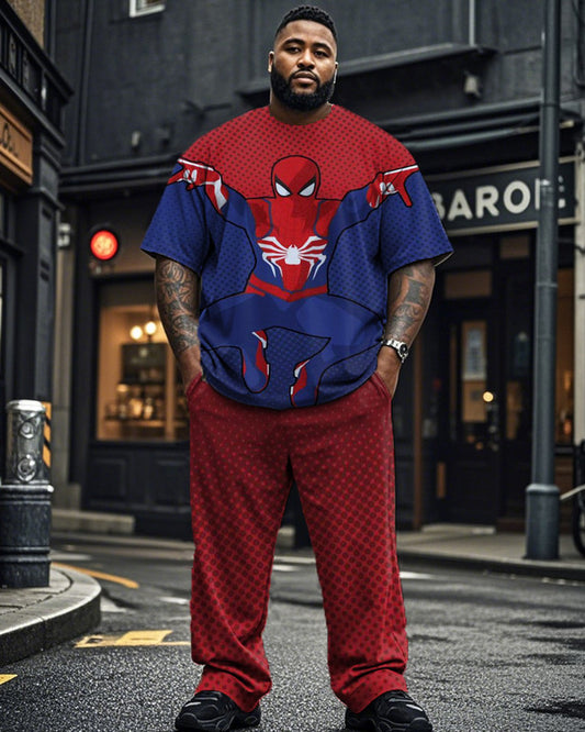 Spiderman Personality Short-sleeved T-shirt and Trousers Large Size Men's Suit