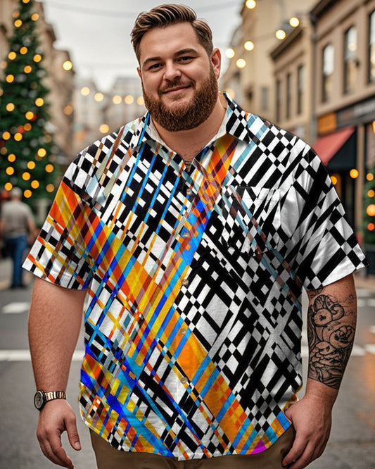 Plaid Casual Plus-size Short-sleeved Shirt