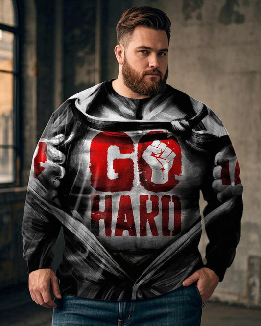 Muscle Personality Men's Printed Large Size Round Neck Sweatshirt