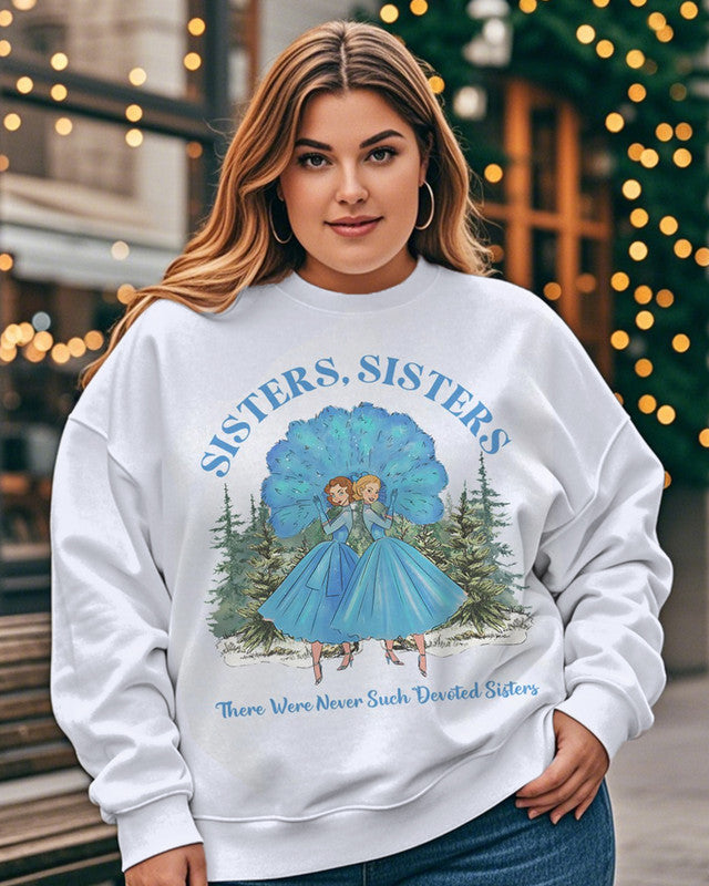 White Christmas Printed Large Size Women's Long Sleeve Sweatshirt