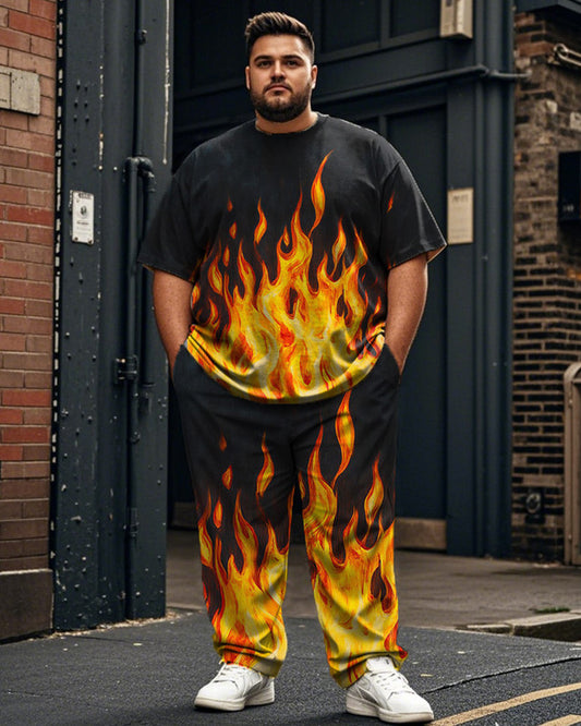 Flame Plus Size Men's Short Sleeve Trousers Suit