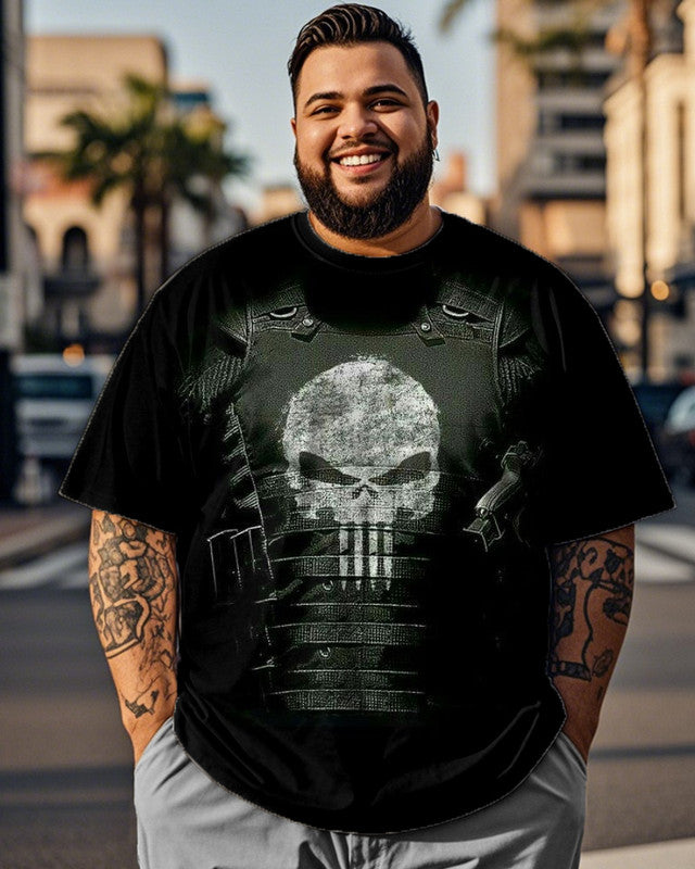 Men's Short-Sleeved T-Shirt Printed With Skeleton Plus Size