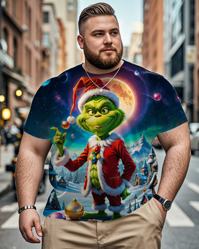 Christmas Cartoon Casual Large Size Men's Short-sleeved T-shirt