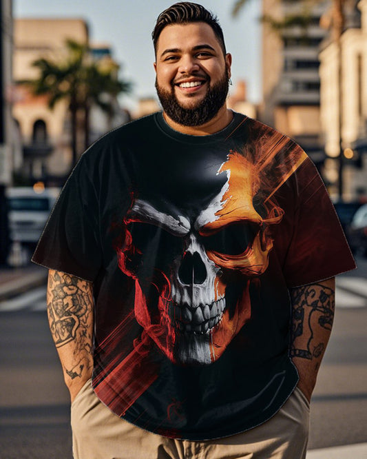 Skeleton Dark Print Plus Size Short-Sleeved T-Shirt