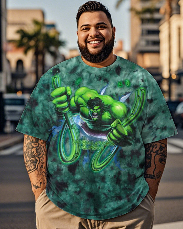 Tie Dye Hulk Personality Print Plus Size Short-Sleeved T-Shirt