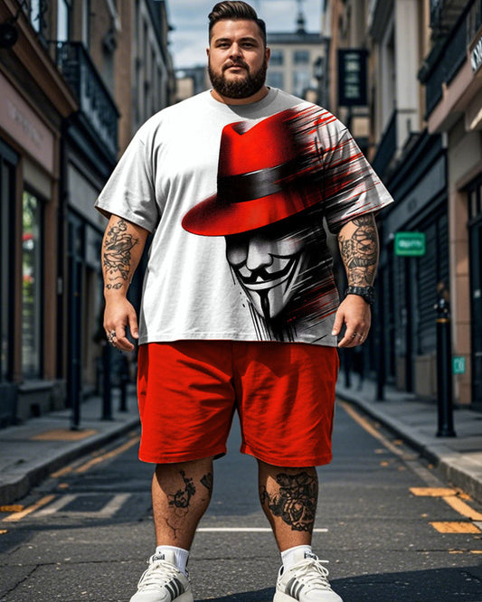 Personalized Printed Short Sleeve T-shirt Shorts Plus Size Men's Suit