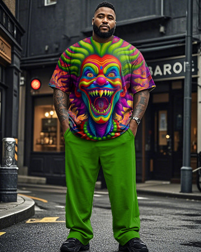 Joker Color Print Short-sleeved T-shirt and Trousers Plus Size Men's Suit