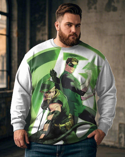 Green Lantern Corps Men's Printed Oversized Crew Neck Sweatshirt