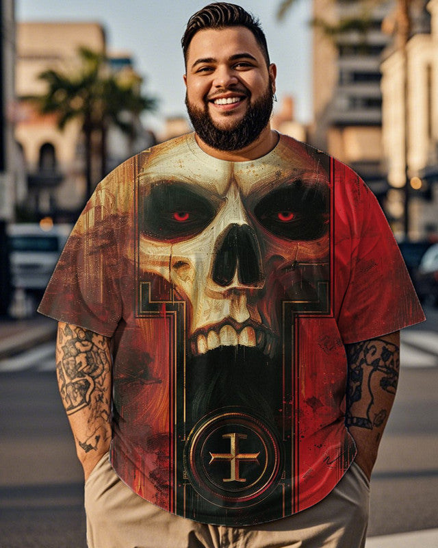 Dark Skull Personalized Print Plus Size Short Sleeve T-Shirt