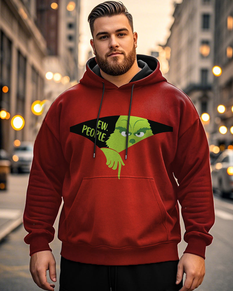 Casual Christmas Cartoon Color Combination Hooded Large Size Men's Hoodie