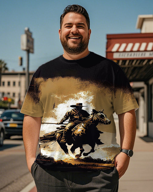 Yellowstone Western Print Large Size Short Sleeve T-Shirt