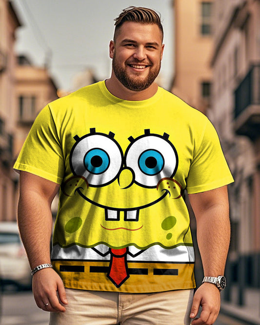 Men's Cute Cartoon Casual Print Large Size Short Sleeve T-shirt