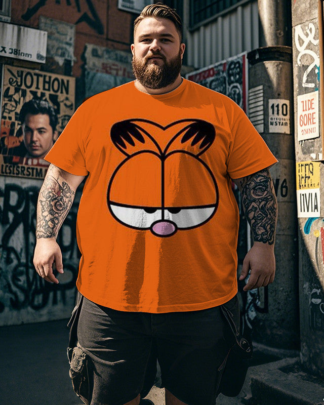 Cartoon Cat Casual Large Size Men's Short-sleeved Crew-neck T-shirt