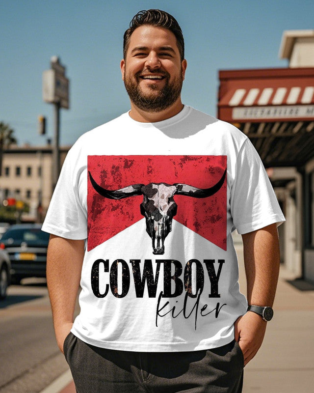 COWBOY Printed Large Size Short-sleeved T-shirt