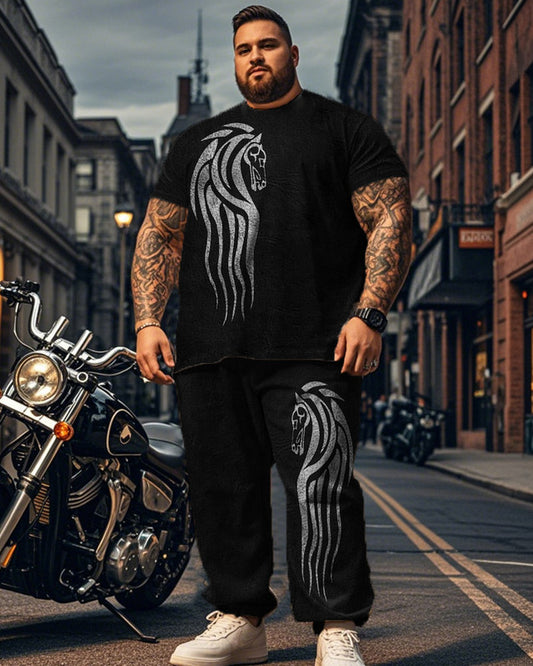 Dragon Totem Short-sleeved Trousers Large Size Men's Suit