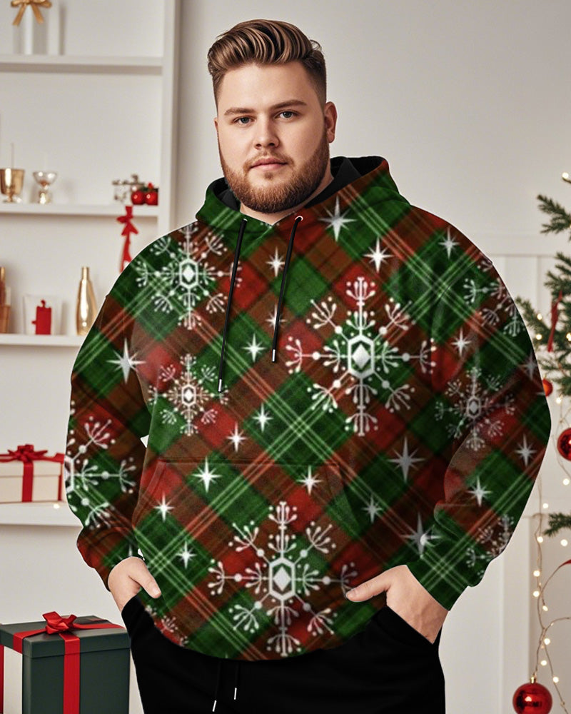 Plaid Snowflake Print Hooded Plus Size Hoodie