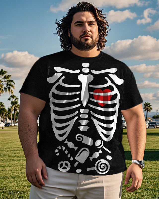 Skeleton Casual Plus-size Men's Short-sleeved Crew-neck T-shirt